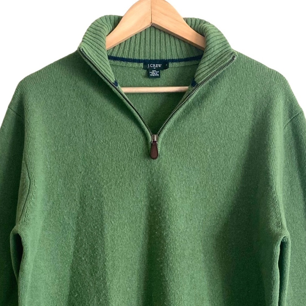 J. CREW Factory Men’s Vintage 100% Lambs Wool Preppy 1/4 Zip Pullover Sweater M - Picture 2 of 10